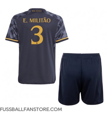 Real Madrid Eder Militao #3 Replik Auswärtstrikot Kinder 2023-24 Kurzarm (+ Kurze Hosen)
